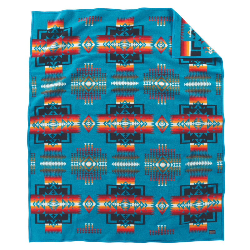 Load image into Gallery viewer, Pendleton Chief Joseph Turquoise Wool Blanket Twin Front
