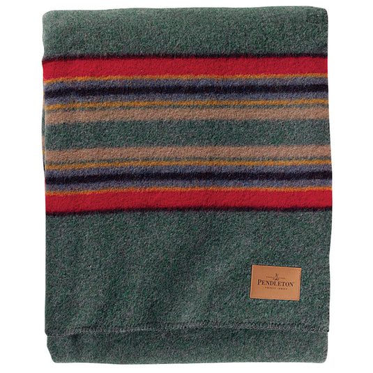 Pendleton Yakima Camp Green Heather Wool Blanket, Queen