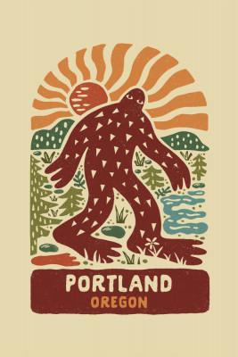 Portland Bigfoot Boho Colorblock Postcard