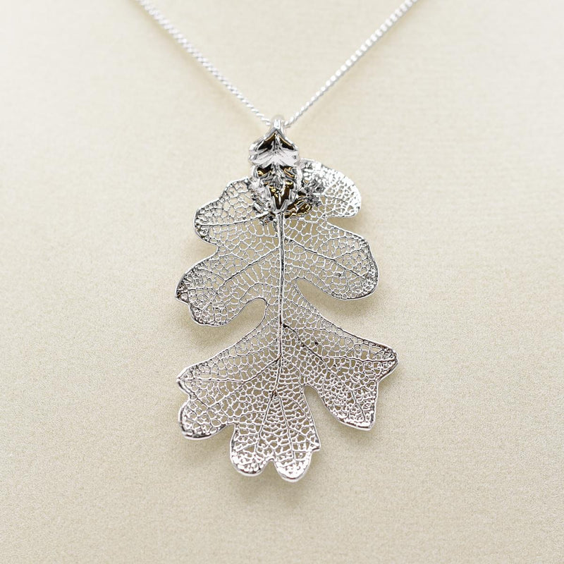 Load image into Gallery viewer, Preserved Silver Oak Leaf Necklace
