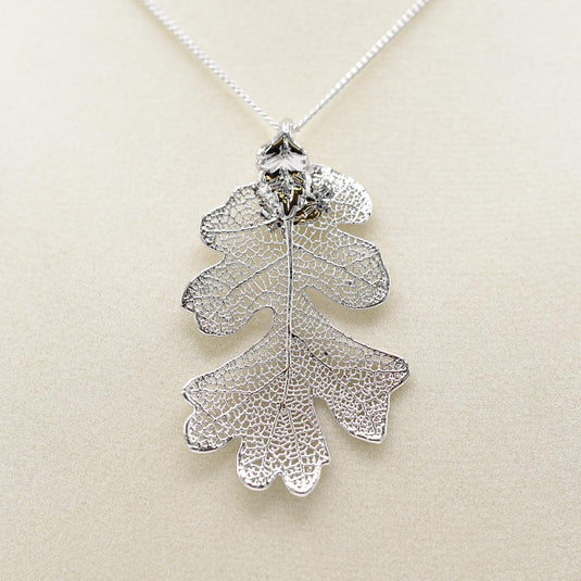 Preserved Silver Oak Leaf Necklace