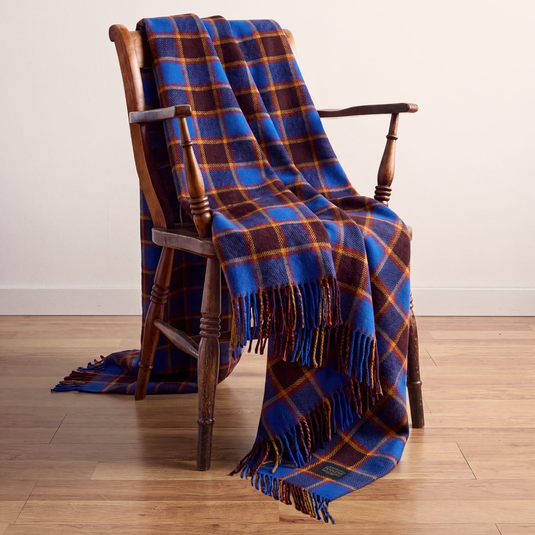 Pendleton Eco-Wise Maroon/Blue Check Washable Wool Blanket, Throw