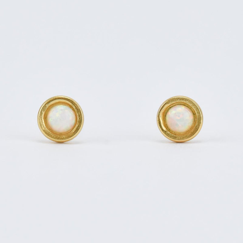 Load image into Gallery viewer, Bello Opal Gold Stud Earrings
