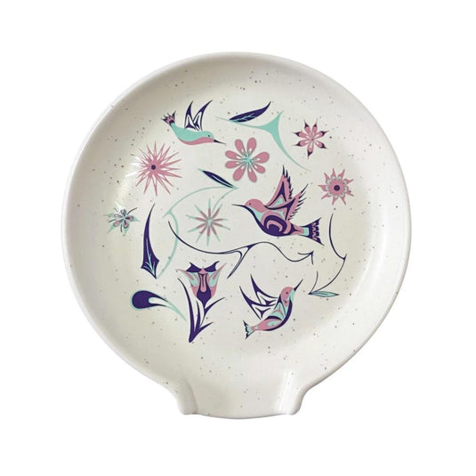 Hummingbirds Pink Spoon Rest