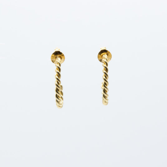 Gold Twisted Post Hoop Earrings