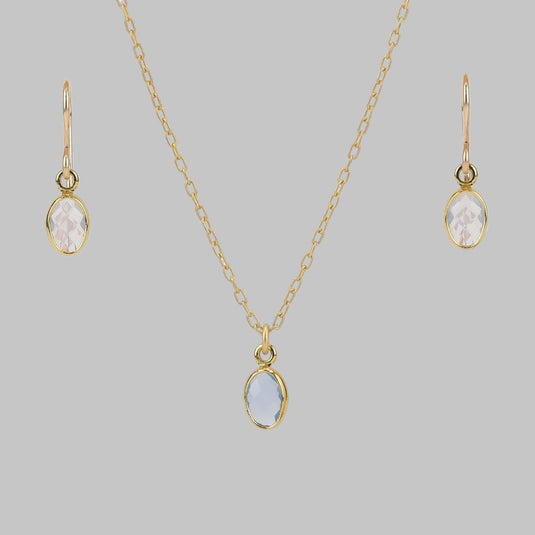 Tiny Oval Opalite Crystal Gold Necklace