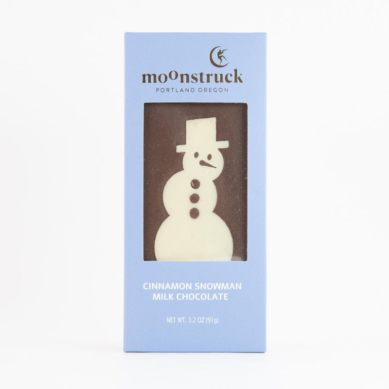 Load image into Gallery viewer, Moonstruck Cinnamon Milk Chocolate Snowman Bar
