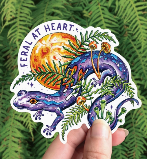 Feral at Heart Salamander Sticker