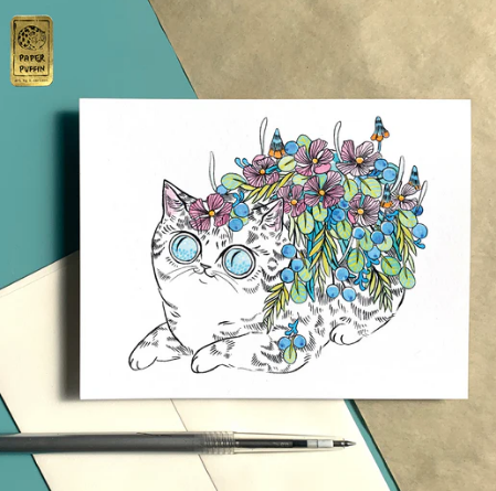 Flower Cat Card