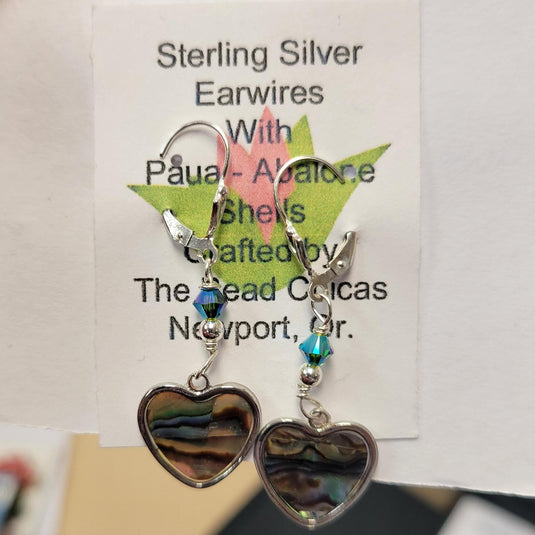 Earring Paua Abalone Shell Heart