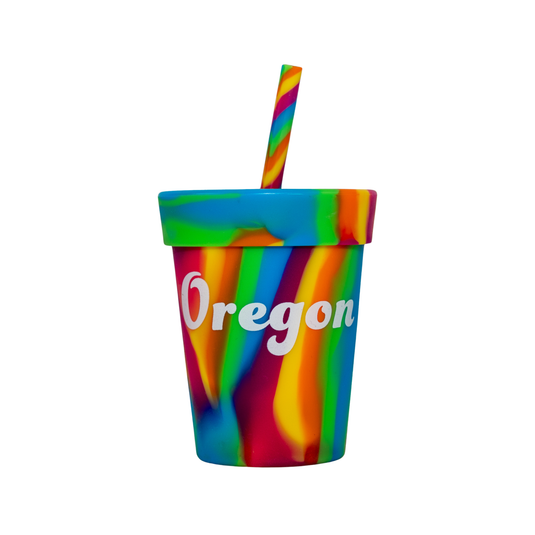 Silipint Hippie Hop Half Pint Kids Cup with Straw