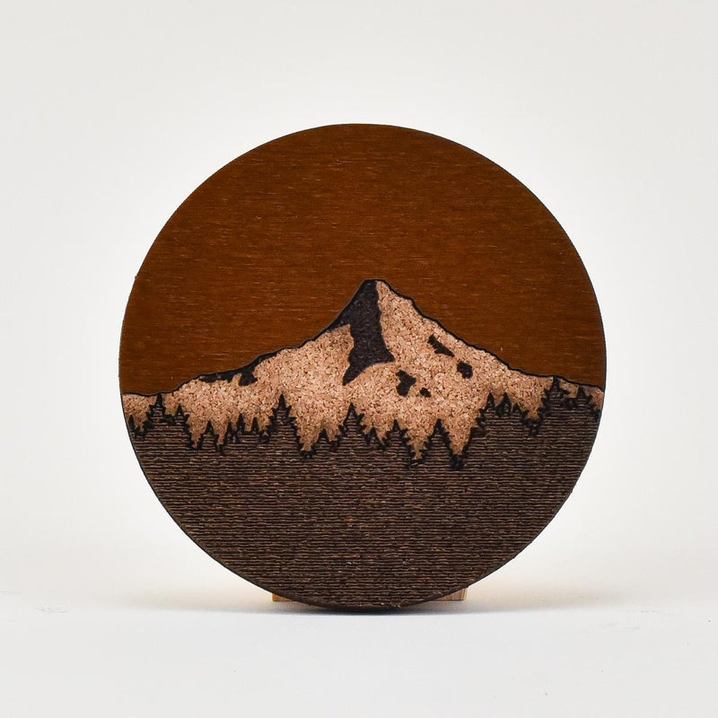 Load image into Gallery viewer, Path and Oak Dark Wood Mt Hood Coaster
