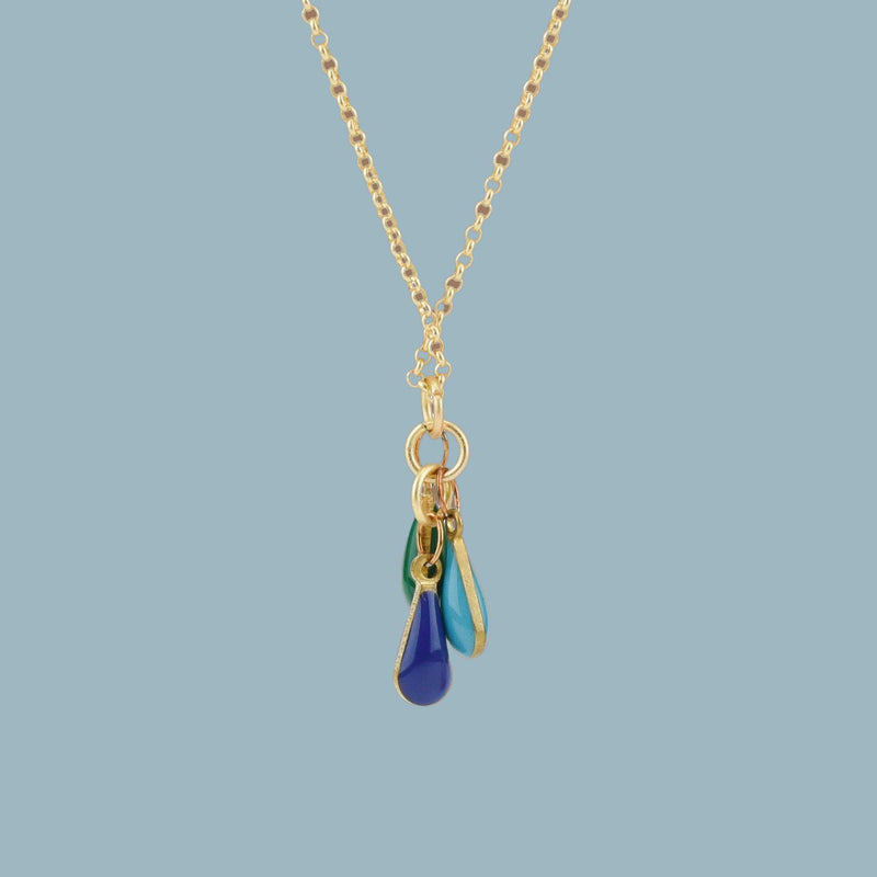 Load image into Gallery viewer, Blue and Green Teardrops Frankie Necklace
