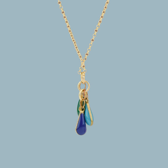 Blue and Green Teardrops Frankie Necklace