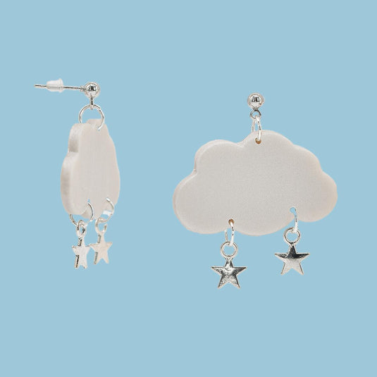 Pearlescent Cloud with Stars Earrings