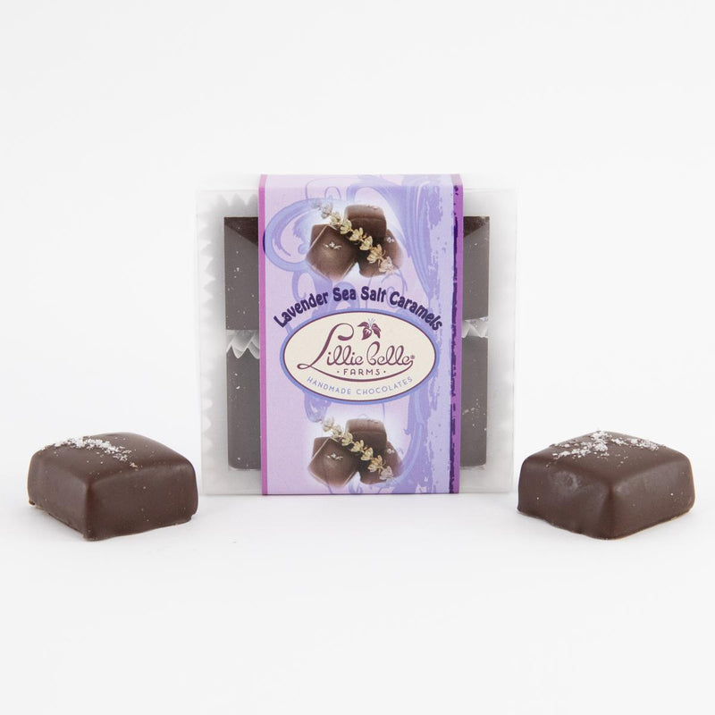 Load image into Gallery viewer, Lillie Belle Farms Lavender Sea Salt Caramels, 4pc.
