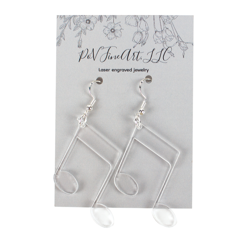 Load image into Gallery viewer, Music Note Clear Acrylic Earrings

