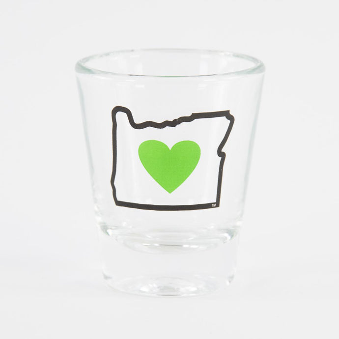 Heart in Oregon Shot Glass