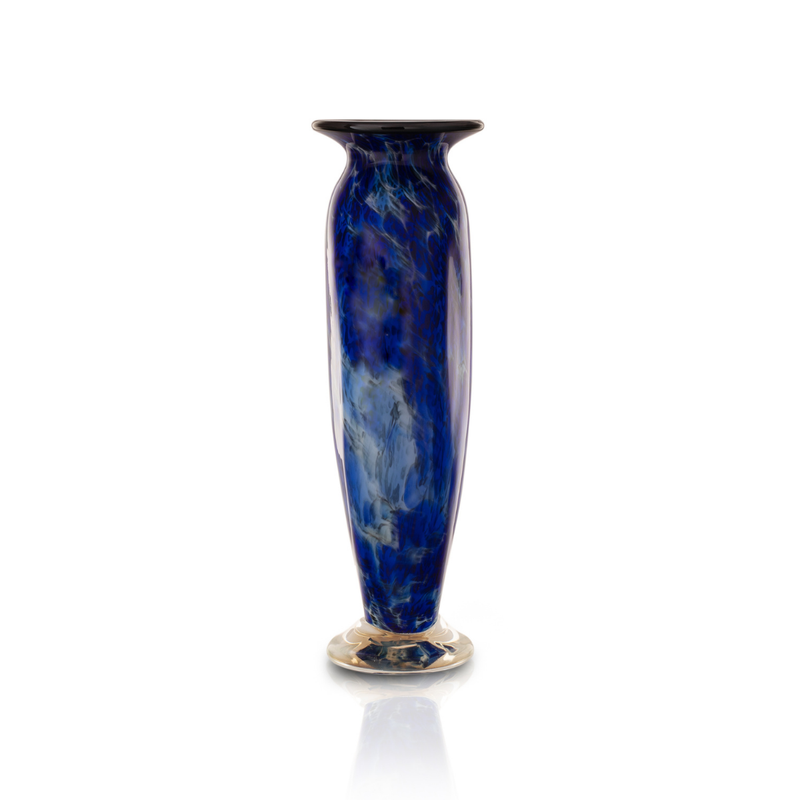 Load image into Gallery viewer, The Glass Forge Cobalt Frit Flat Vase, Large
