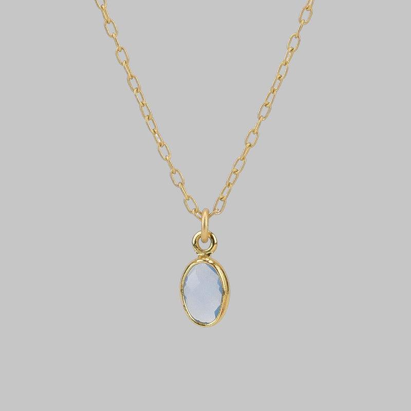 Load image into Gallery viewer, Tiny Oval Opalite Crystal Gold Necklace
