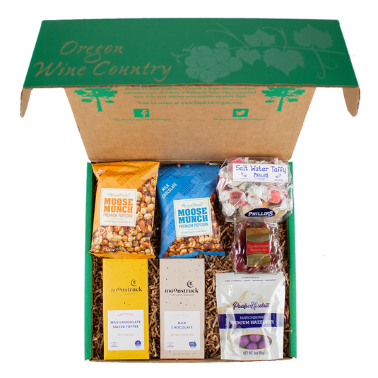 Sweet Surprise Gift Basket packed in eco-friendly gift box.