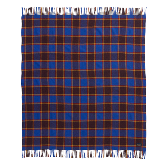 Pendleton Eco-Wise Maroon/Blue Check Washable Wool Blanket, Throw
