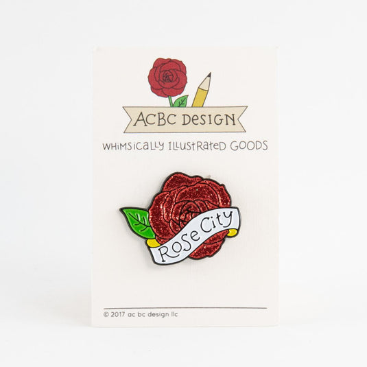 Rose City Glitter Lapel Pin