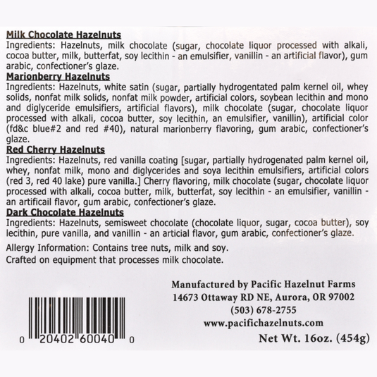 Pacific Hazelnut Farms Oregon Platter Ingredients List