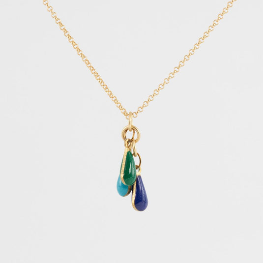 Blue and Green Teardrops Frankie Necklace