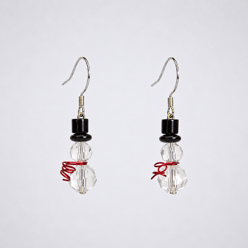 Load image into Gallery viewer, Crystal Snowman Earrings
