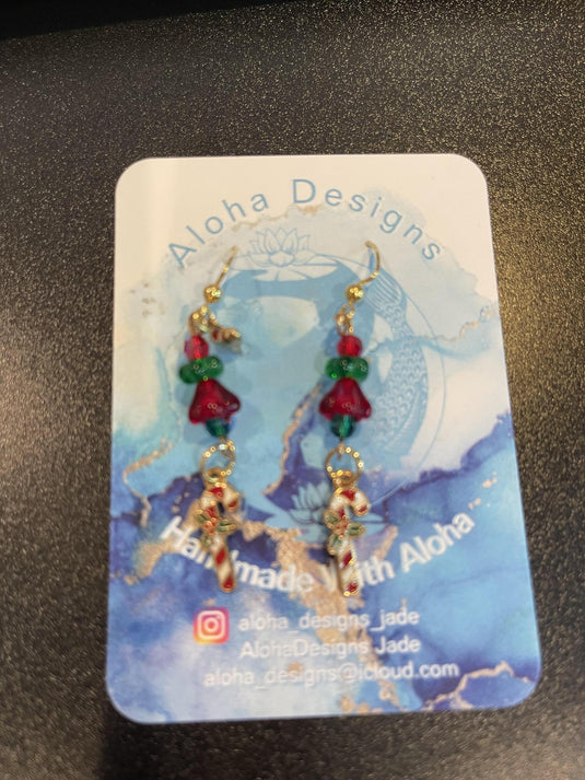 Earring candy cane charm