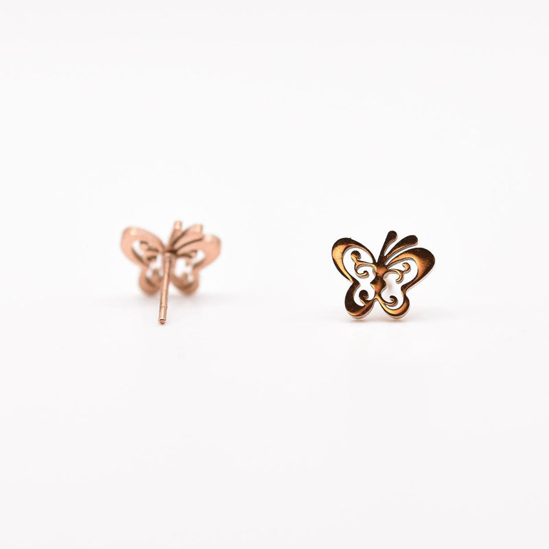 Load image into Gallery viewer, Rose Gold Butterfly Stud Earrings
