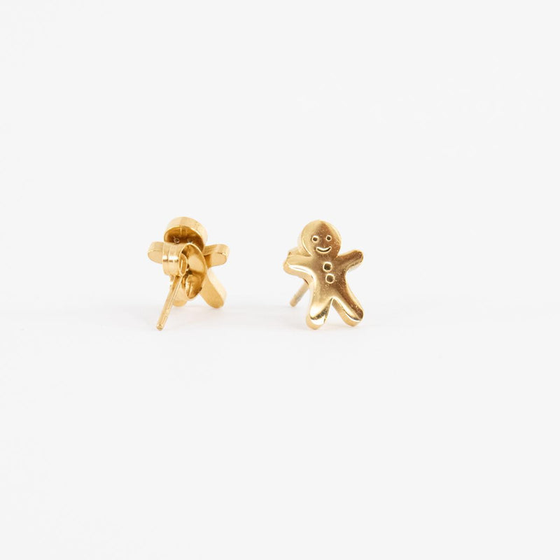 Load image into Gallery viewer, Gold Gingerbread Holiday Earrings
