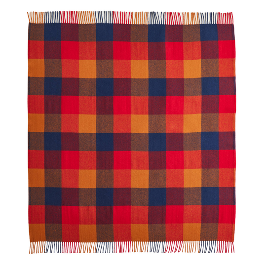 Pendleton Eco-Wise Copper/Red Fringe Washable Wool Blanket, Throw