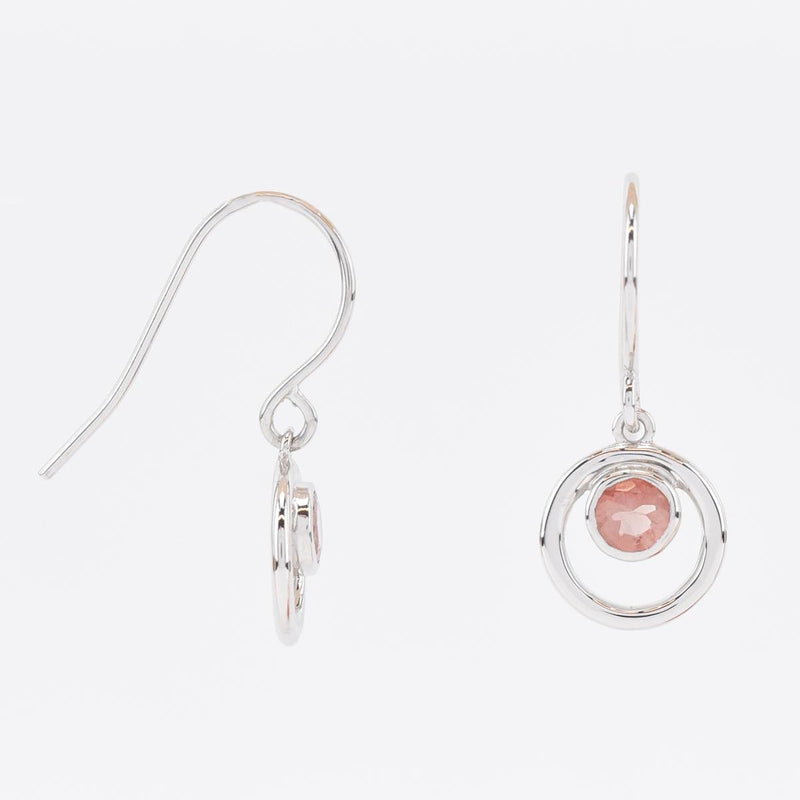 Load image into Gallery viewer, Desert Sun Gems Sunstone in Circle Earrings front and side
