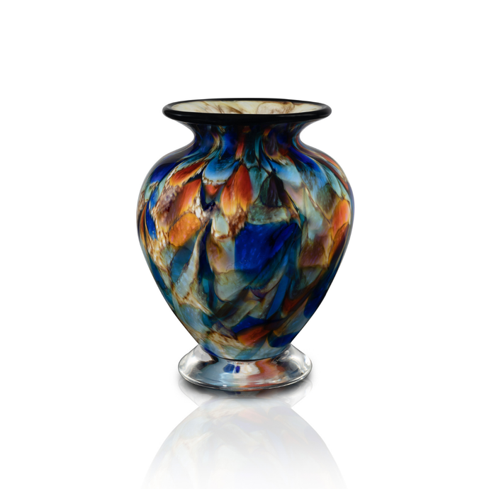 The Glass Forge Blue Sunrise Squat Vase, Small