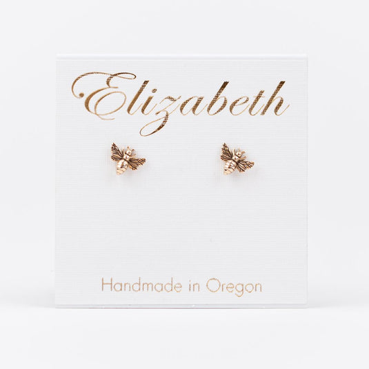Elizabeth Jewelry Bronze Bee Stud Earrings