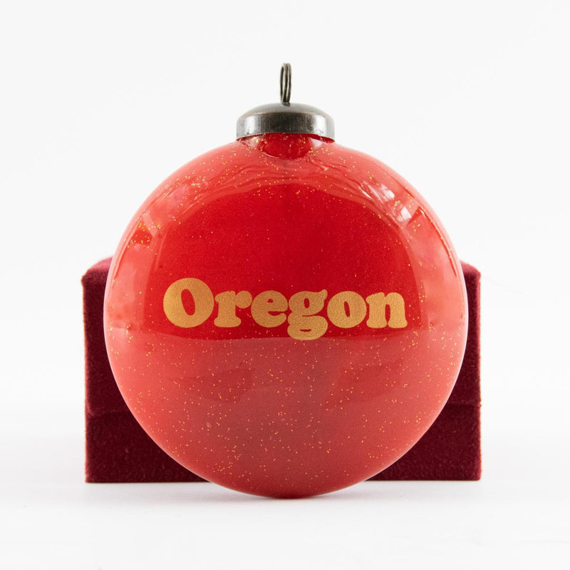 Load image into Gallery viewer, Oregon Home Red Glass Ornament
