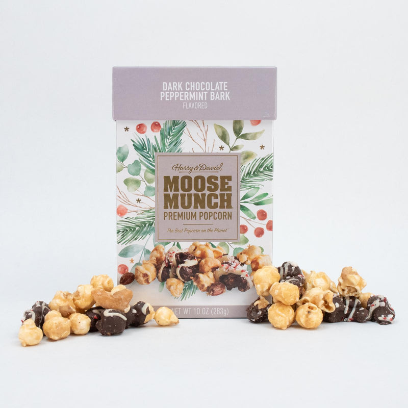 Load image into Gallery viewer, Dark Chocolate Peppermint Bark Moose Munch Popcorn, 10oz.
