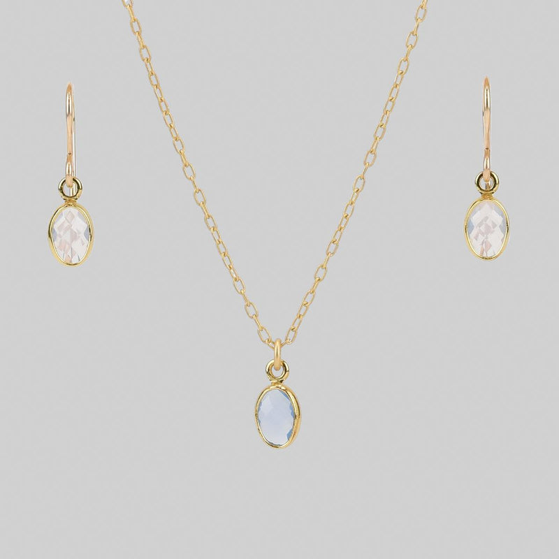 Load image into Gallery viewer, Tiny Oval Opalite Crystal Gold Earrings
