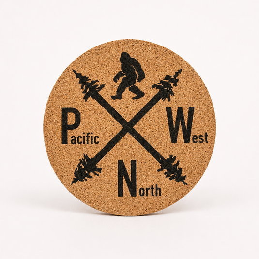 PNW Bigfoot Cork Coaster