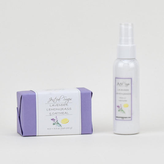 the healing garden pillow and room spray Jenteal Soaps Lavender Lemongrass Gift Bag