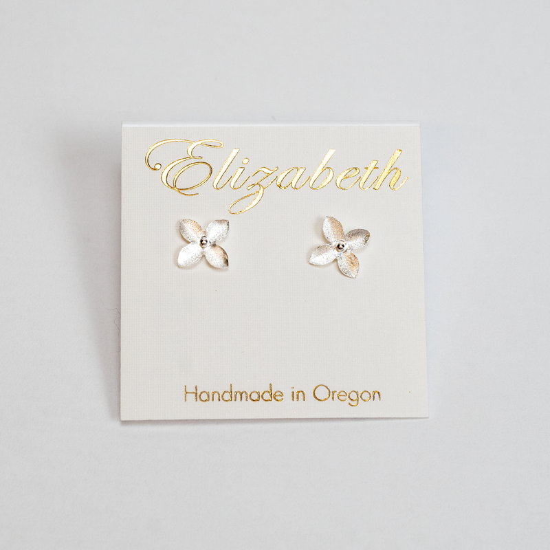 Load image into Gallery viewer, Earring Four Pedal Flower Silver Stud
