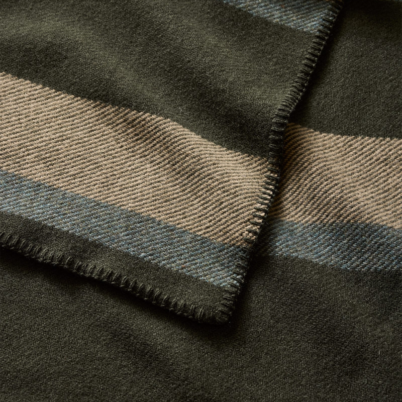Load image into Gallery viewer, Pendleton Eco-Wise Olive Stripe Wool Blanket, Queen
