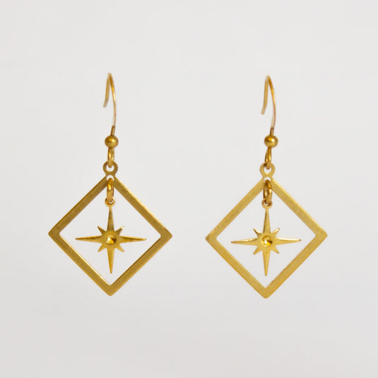 Geometric Diamond Frame Earrings