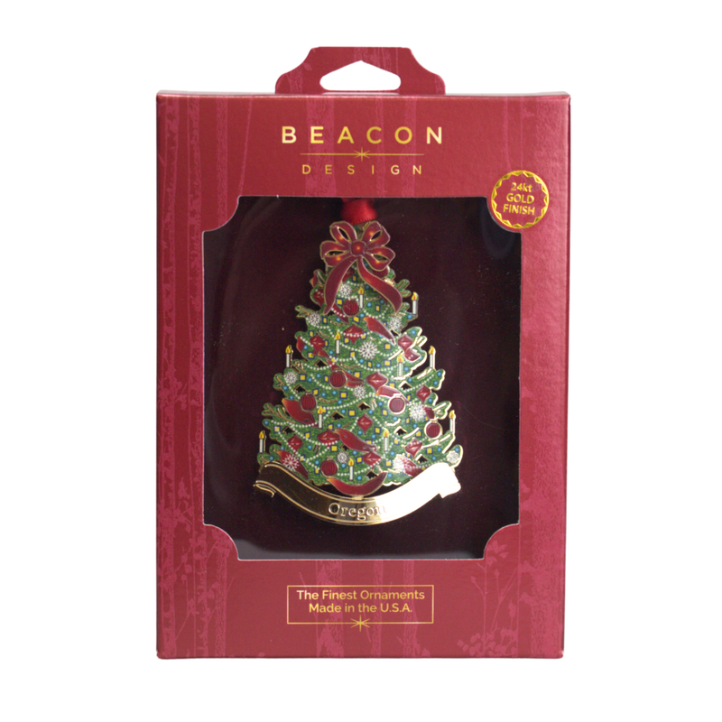 Load image into Gallery viewer, Oregon Christmas Tree Gold Ornament
