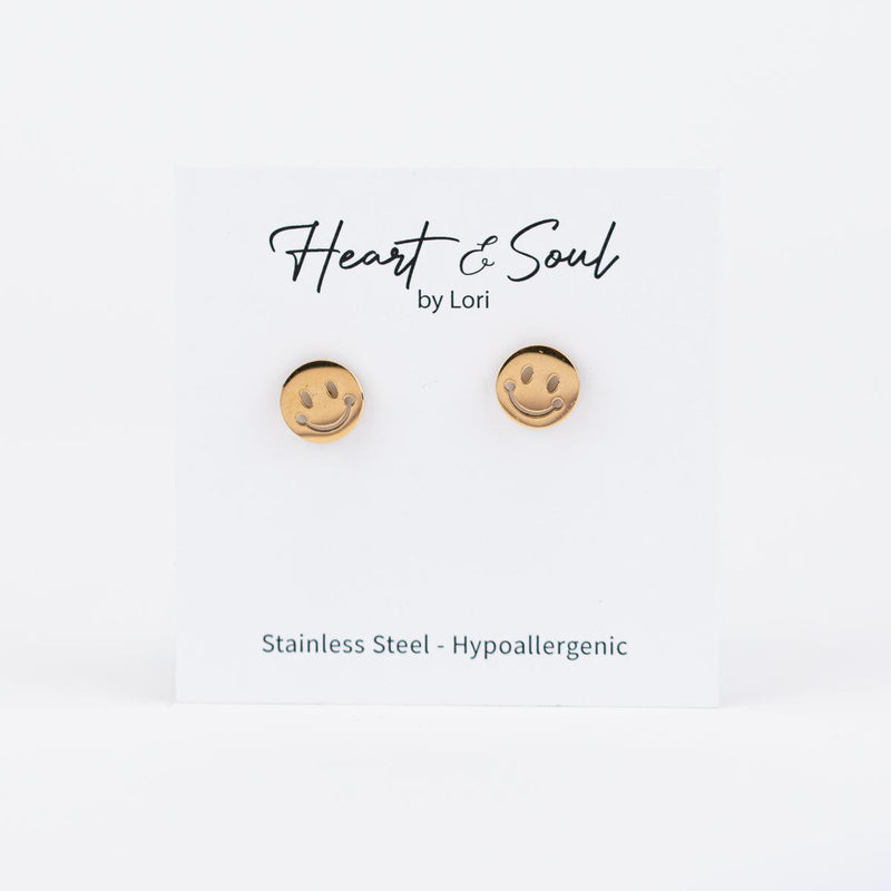 Load image into Gallery viewer, Gold Smiley Face Earrings
