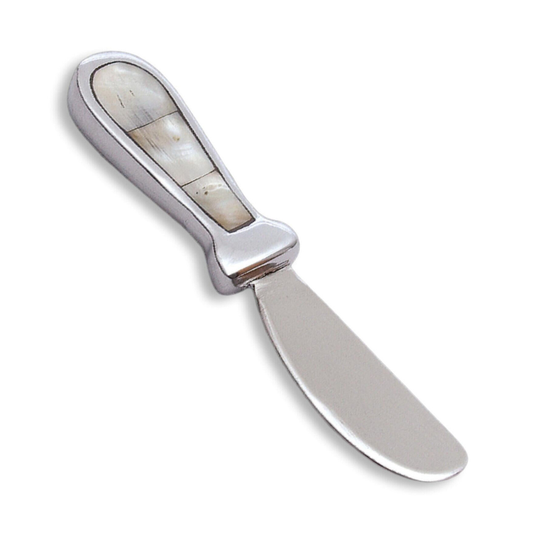 Stainless Steel Cheese Spreader with Pearl Inlay