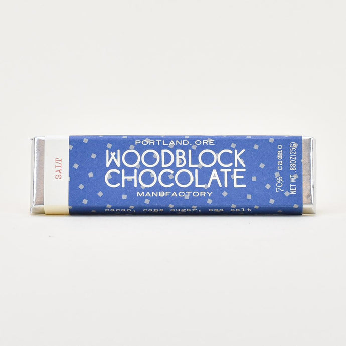 Woodblock Salted Dark Chocolate Bar