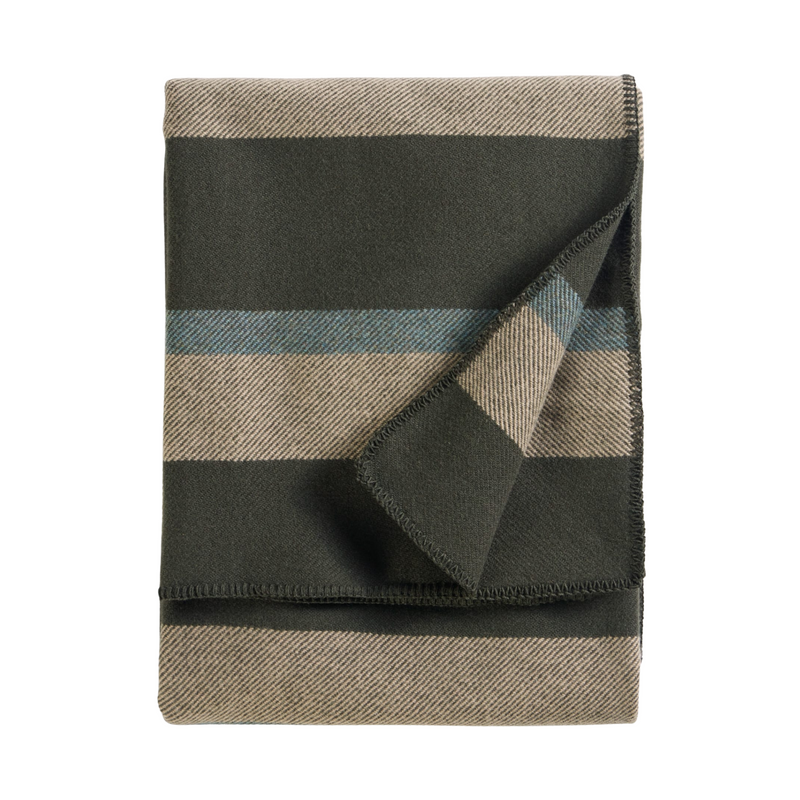 Load image into Gallery viewer, Pendleton Eco-Wise Olive Stripe Wool Blanket, Queen
